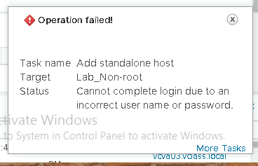 ESXi Authentication Error Details