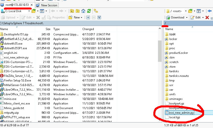 ESXi Shell Connection Interface